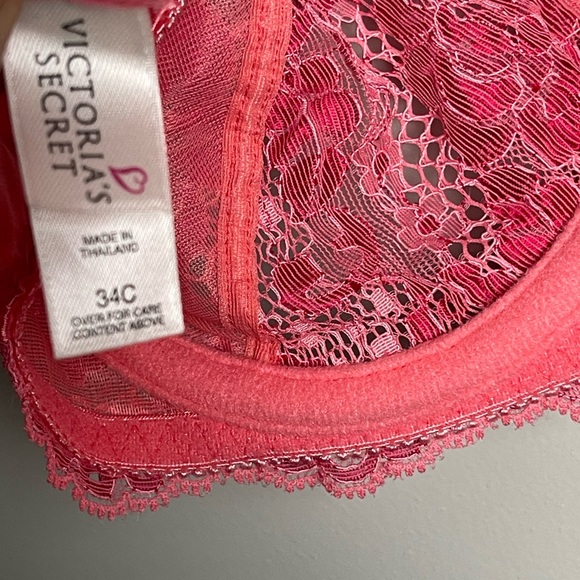 Victoria Secret Pink Lace Underwire Bra 34C - Picture 7 of 8